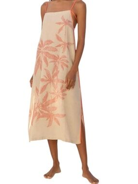 By Anthropologie Side-Slit Midi Dress NWT Small Linen-Blend Style 4145578570109